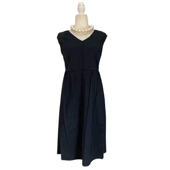 Cotelac V Neck Sleeveless Midi Dress Navy Blue Box Pleat Back Women’s - Picture 8 of 11